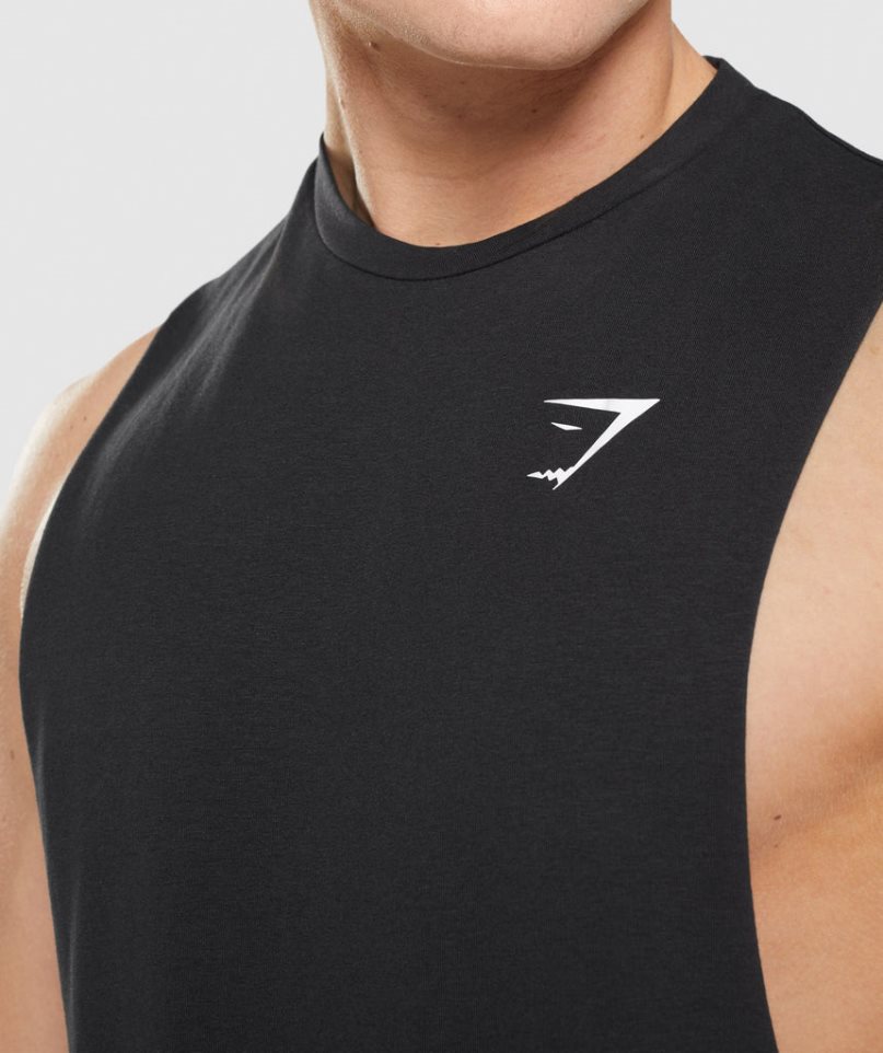 Men's Gymshark Critical 2.0 Drop Arm Tanks Black | NZ 5AIBZS